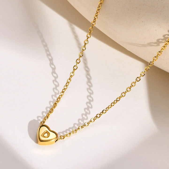 Gold-Plated Heart Initial Necklace