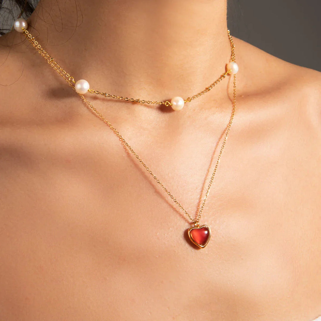 Gold-Plated Necklace with Dainty Heart Pendant