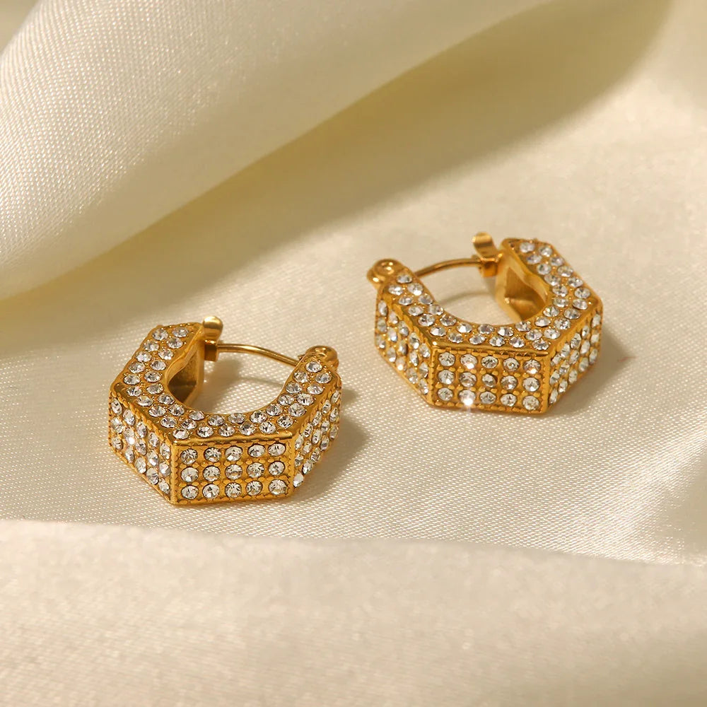 Gold-Plated Cubic Zirconia Huggie Earrings