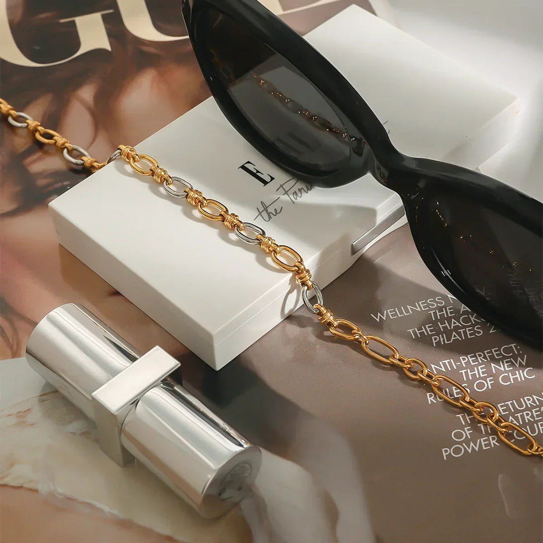 Gold-Plated Silver-Tone Chain Bracelet for Women