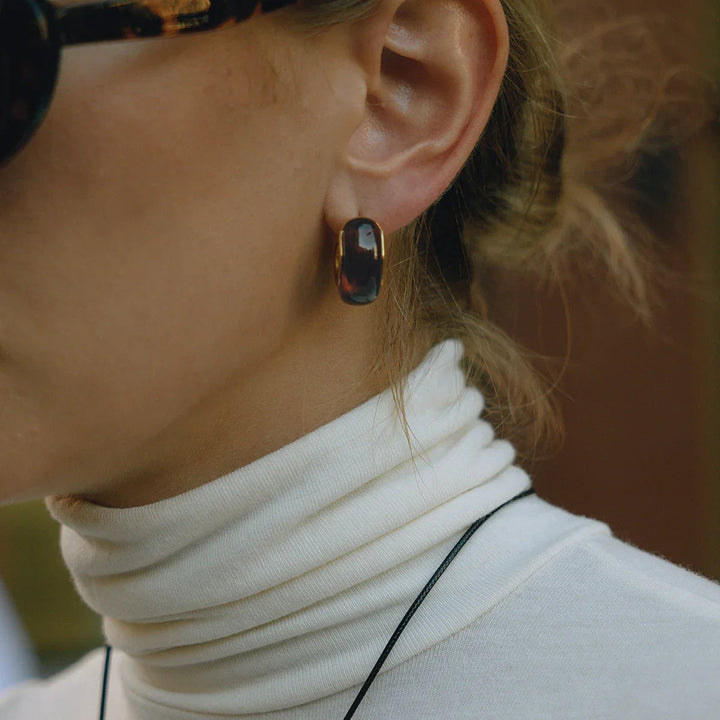 Gold-Plated Chunky Enamel Hoop Earrings