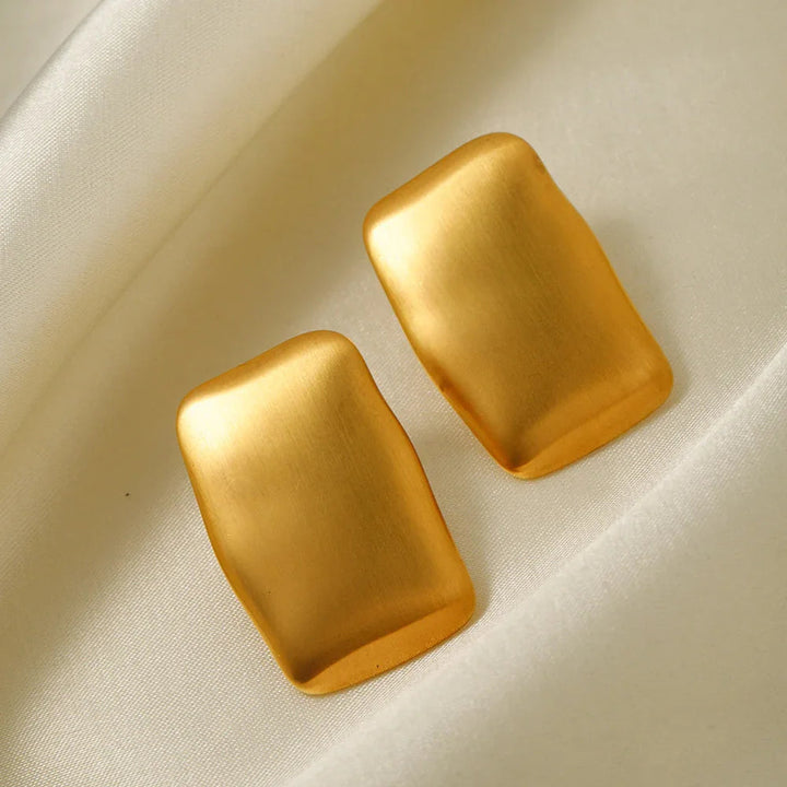 Gold-Plated Rectangular Earrings and Waterproof