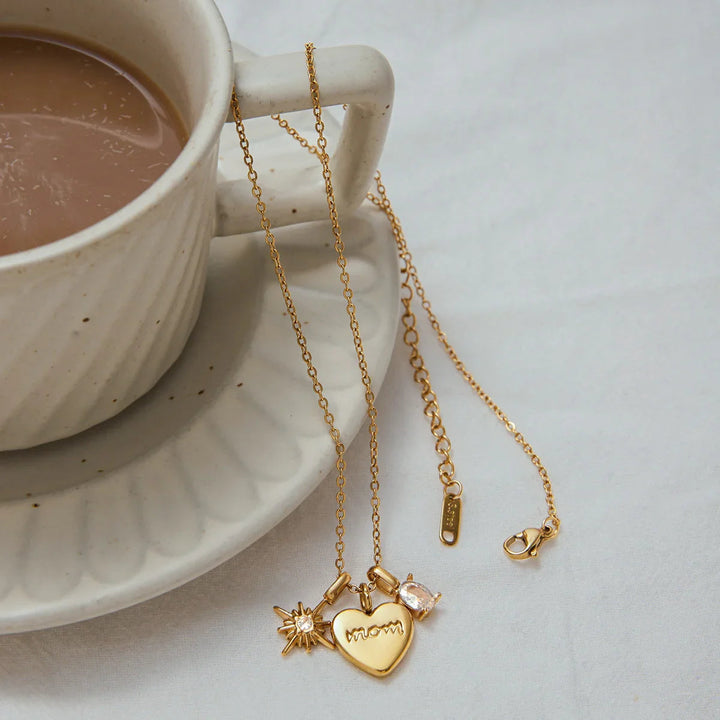 Gold Plated Cubic Zirconia Pendant Necklace for Mom