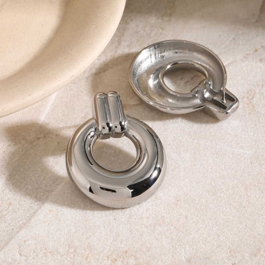 Silver-Plated Stainless Steel Hoop Earrings