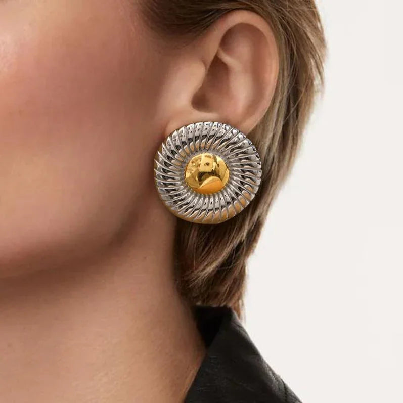 Gold-Plated Button Earrings for Women