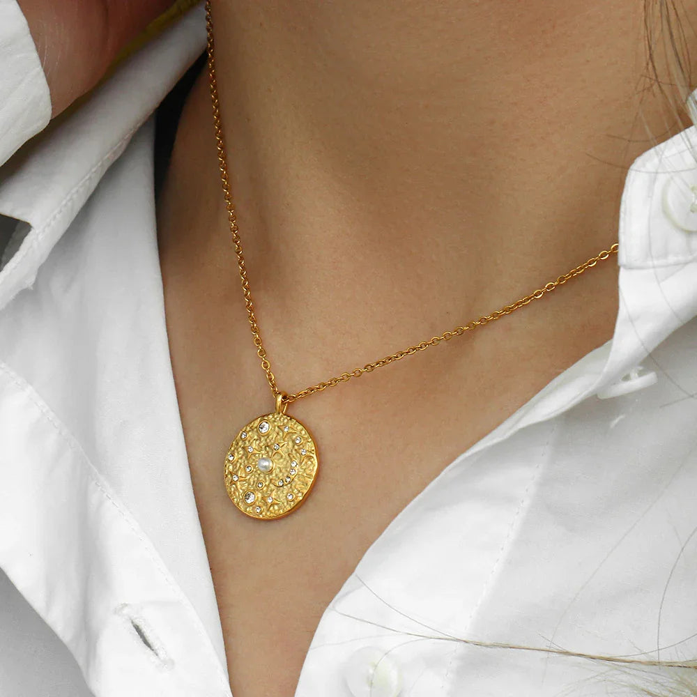 Gold-Plated Cosmic Pendant Necklace For Women