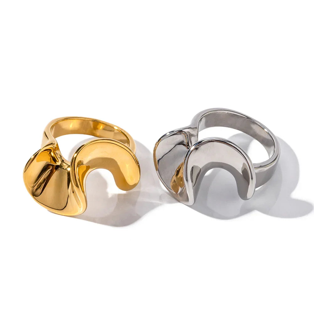 Gold-Plated Twisted Band Statement Ring