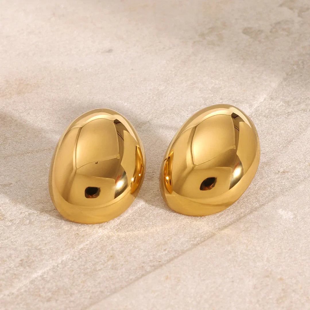 Gold-Plated Bean Stud Earrings for Women