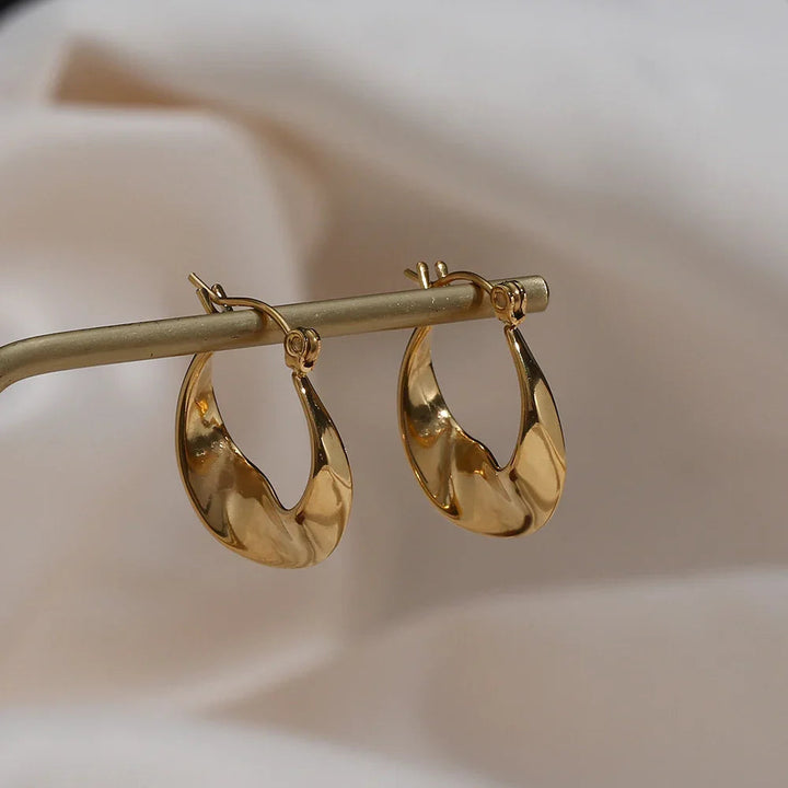 Gold-Plated Irregular Hoop Earrings for Women