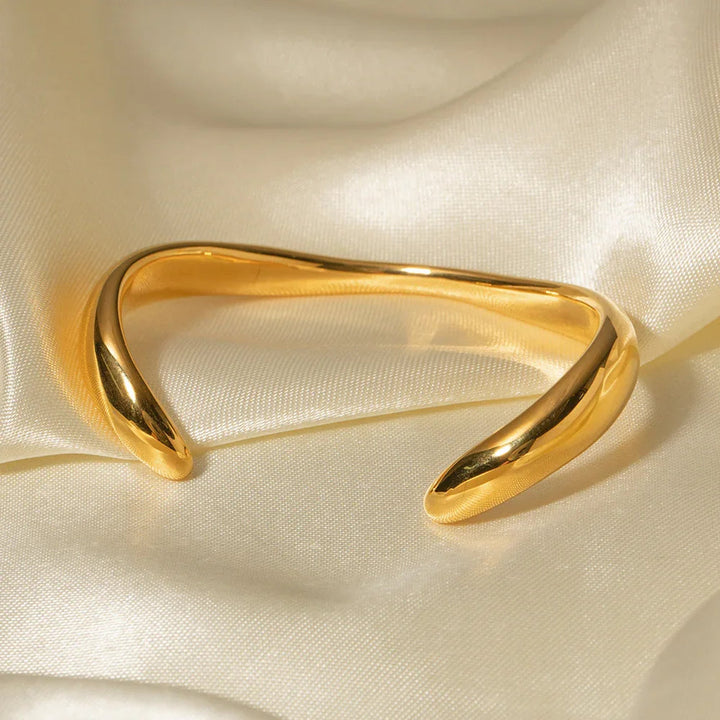 Gold-Plated Contemporary Open Bangle