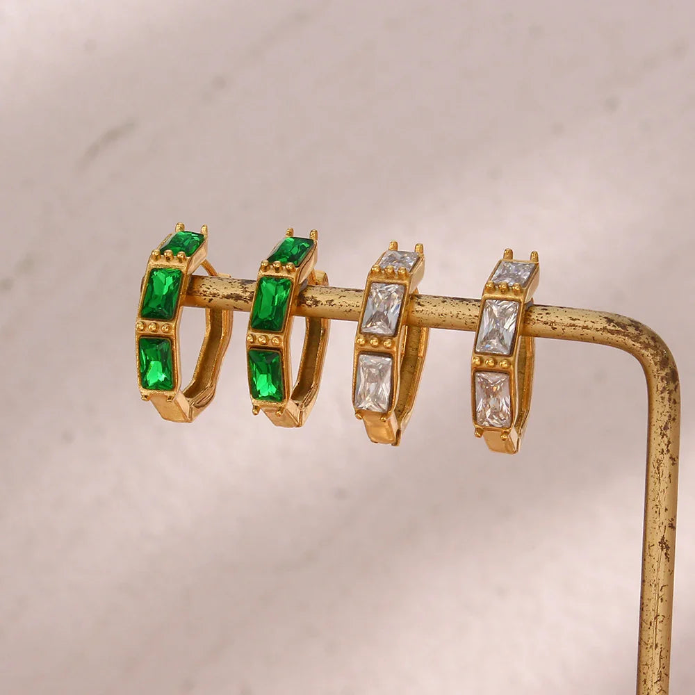 Gold-Plated Diamond Hoop Earrings For Women