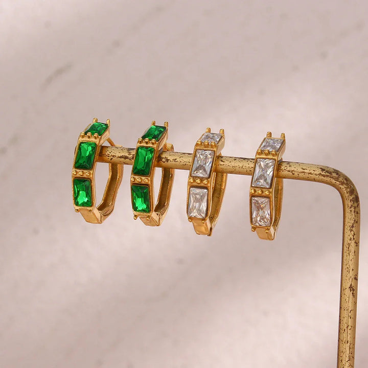 Gold-Plated Diamond Hoop Earrings For Women
