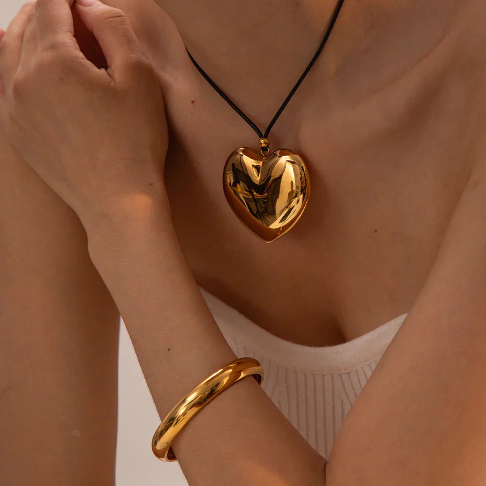Gold-Plated Heart Pendant Necklace