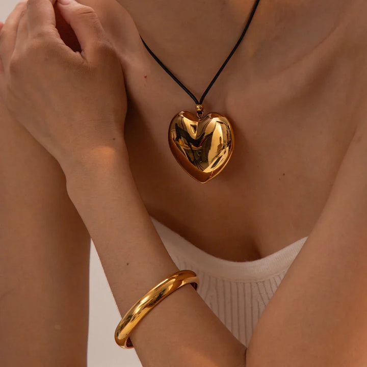 Gold-Plated Heart Pendant Necklace