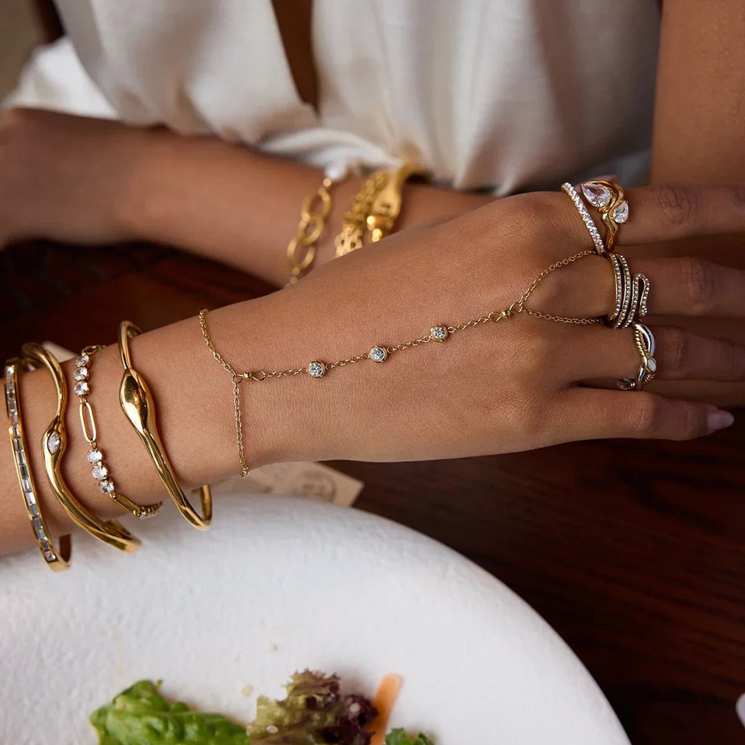Gold-Plated Bangle with AAAAA Diamond Simulants