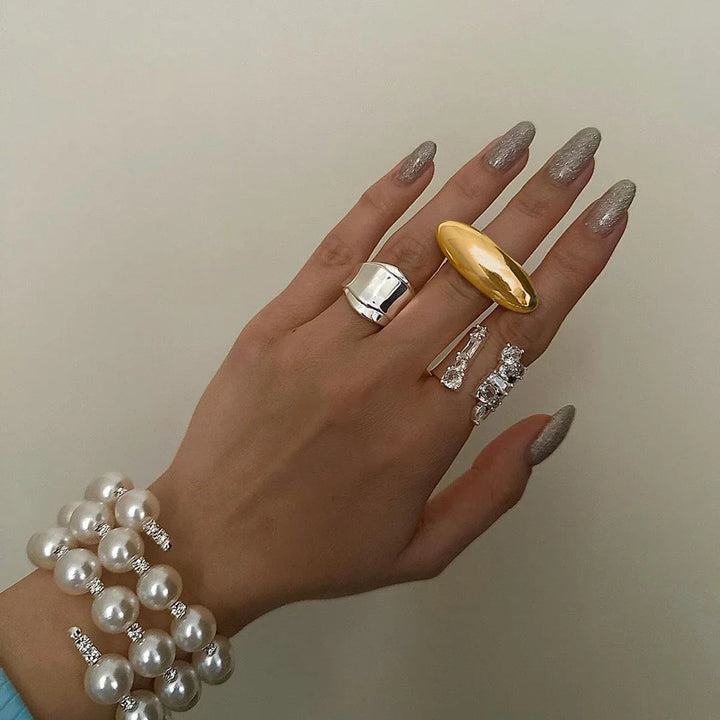 Gold-Plated Oval Stone Ring