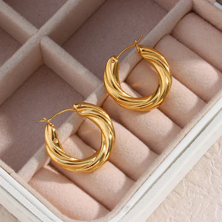Gold-Plated Twisted Hoop Earrings for Women