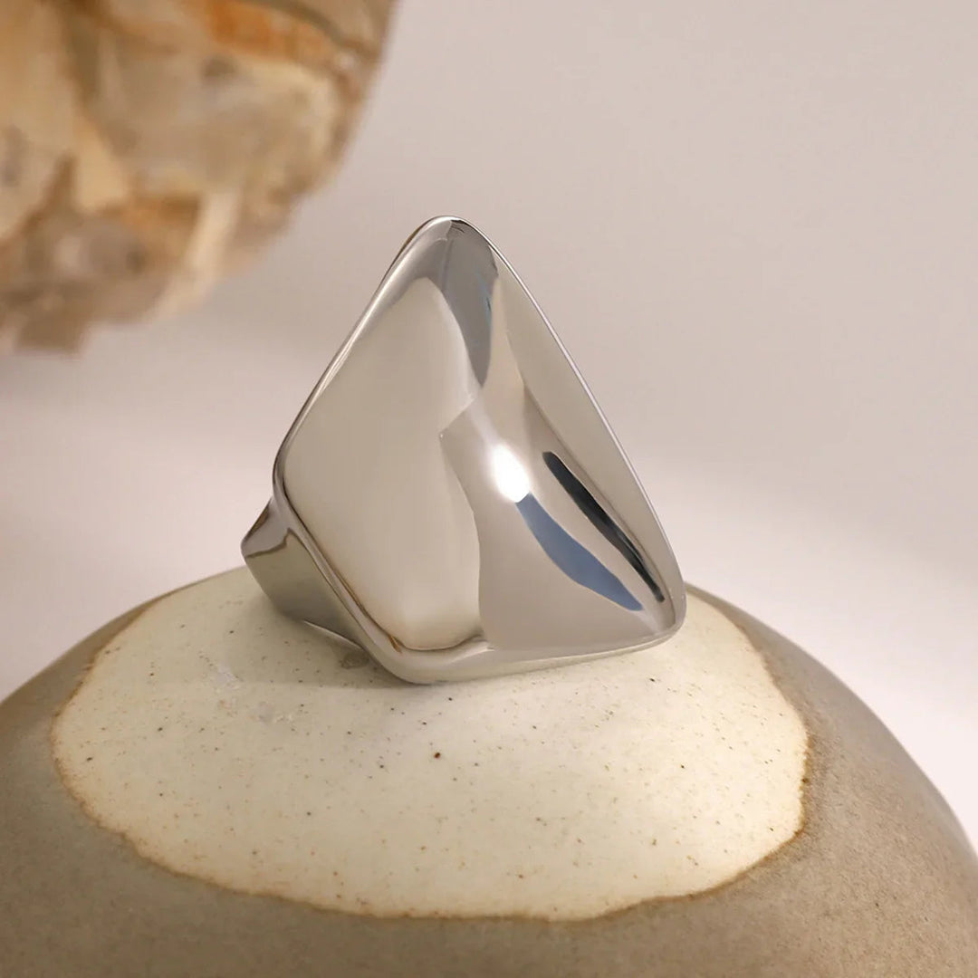 Gold-Plated Geometric Adjustable Ring