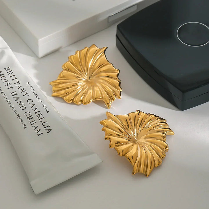 Gold-Plated Statement Petal Earrings for Women