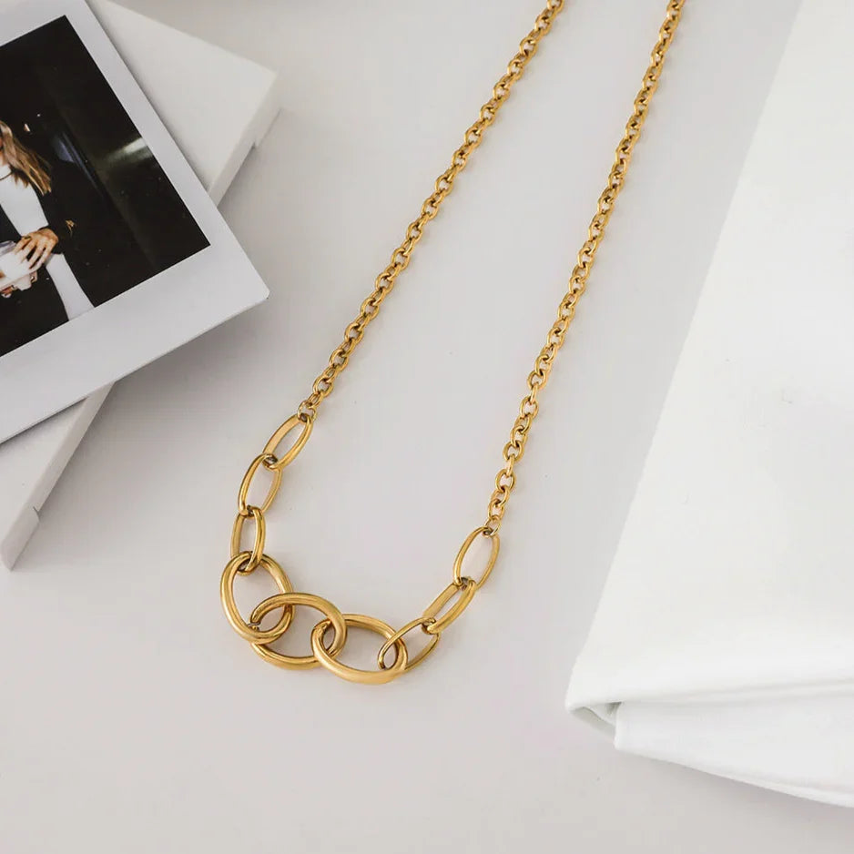 Gold Plated Chain Necklace with Toggle Clasp