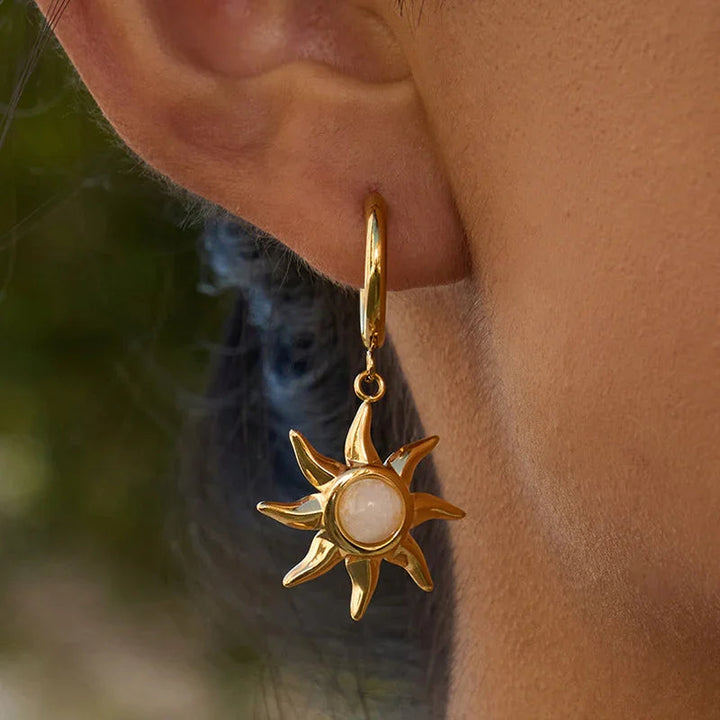 Gold Plated Synthetic Stone Drop Earrings for Women