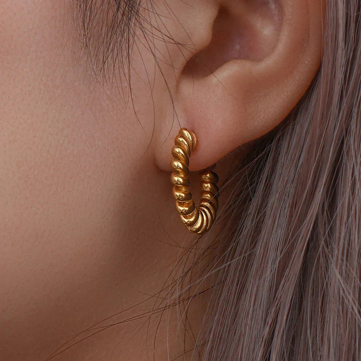 Gold-Plated Twisted Hoop Earrings for Women