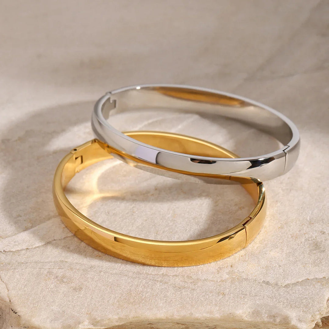 Gold-Plated Large Stacking Bangle for Women