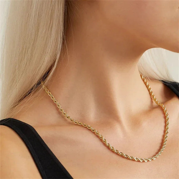 Gold-Plated Rope Chain Necklace for Women
