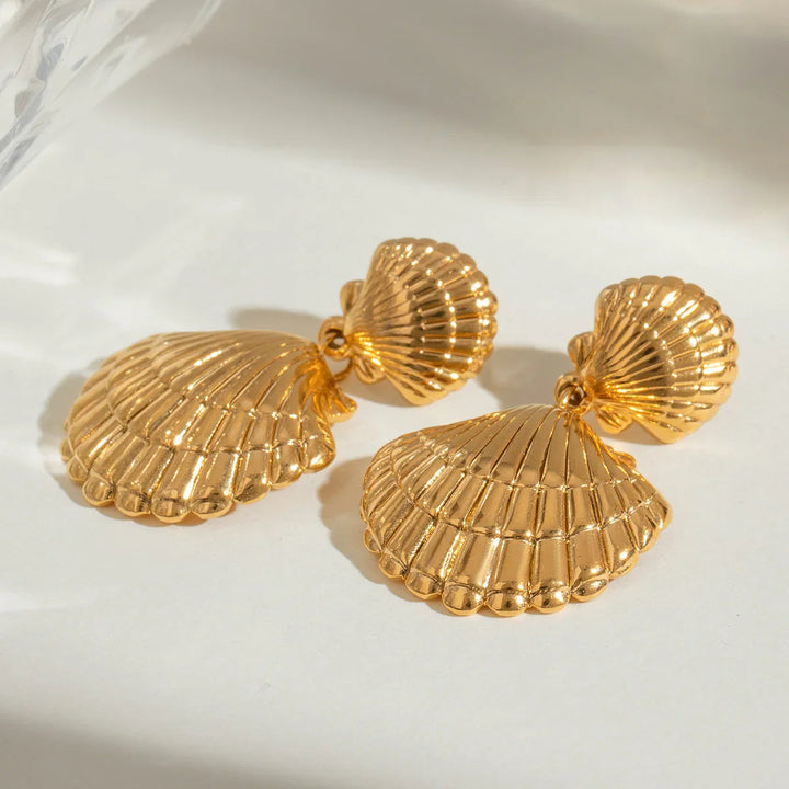 Gold-Plated Seashell Drop Earrings for Women