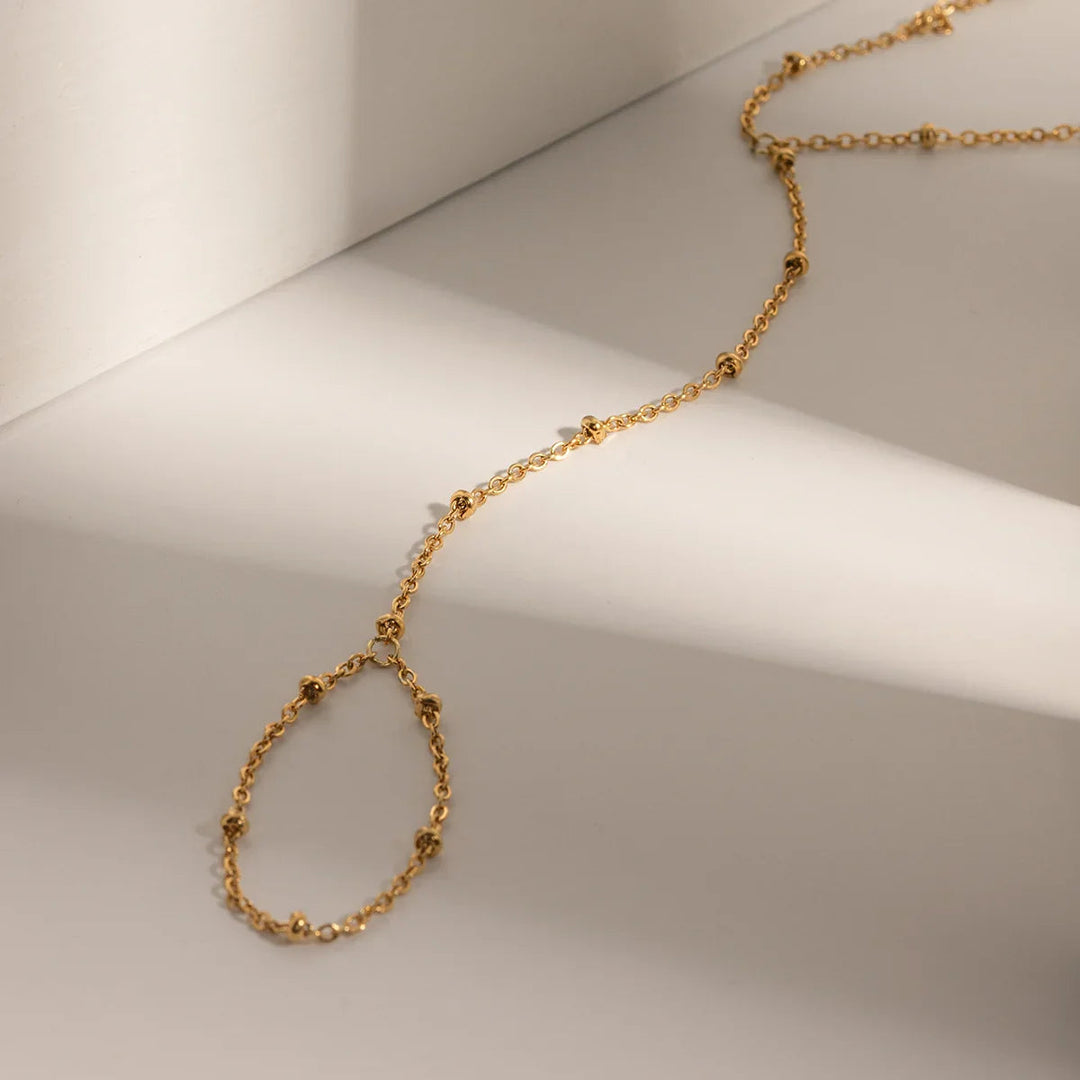 Gold-Plated Chain Bracelet with Hoop Pendant