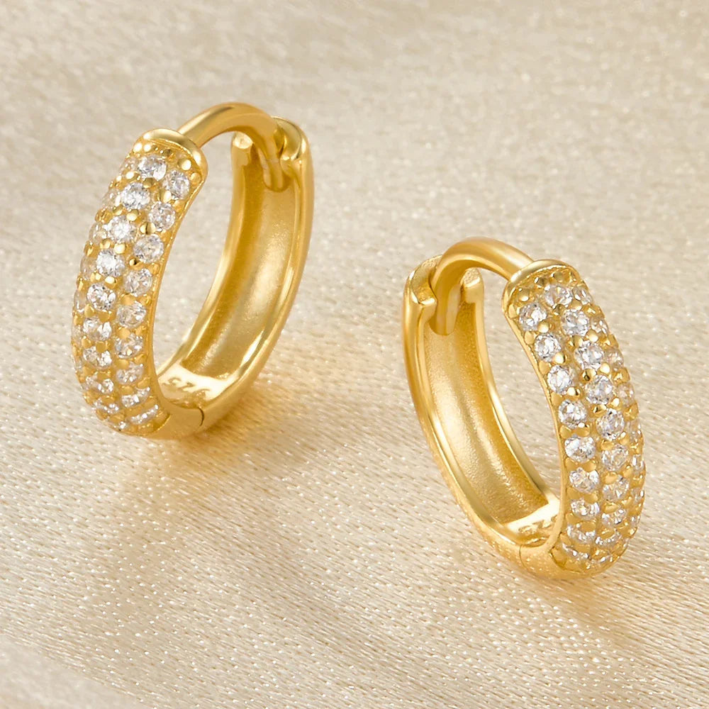 Gold-Plated CZ Chunky Huggie Earrings