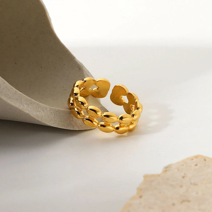 Gold-Plated Beaded Ring – Hypoallergenic, Water-Resistant Everyday Luxury