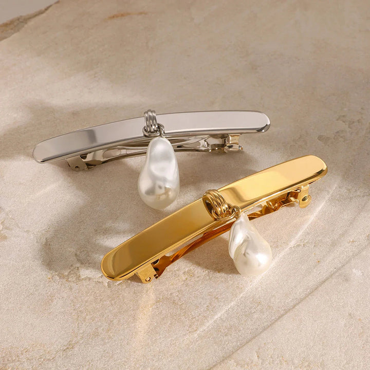 Gold-Plated Faux Pearl Hair Clip