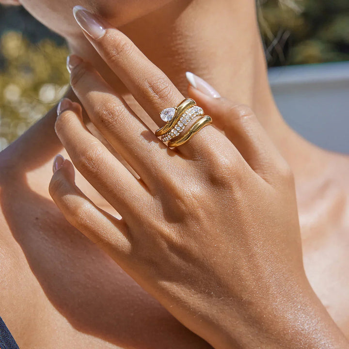 Gold Plated Cubic Zirconia Stackable Ring
