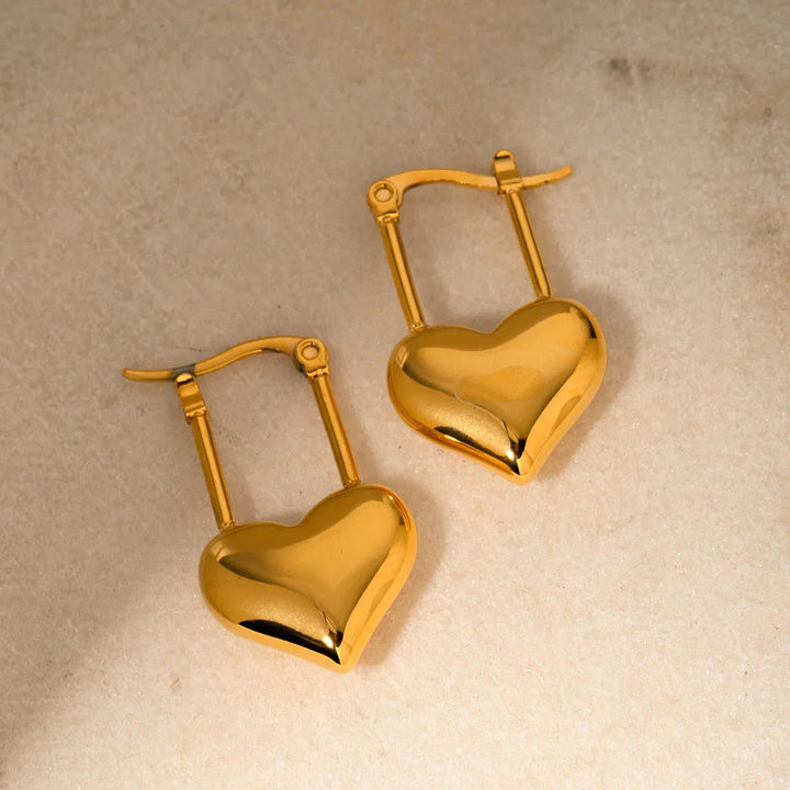 Gold-Plated Stainless Steel Heart Earrings