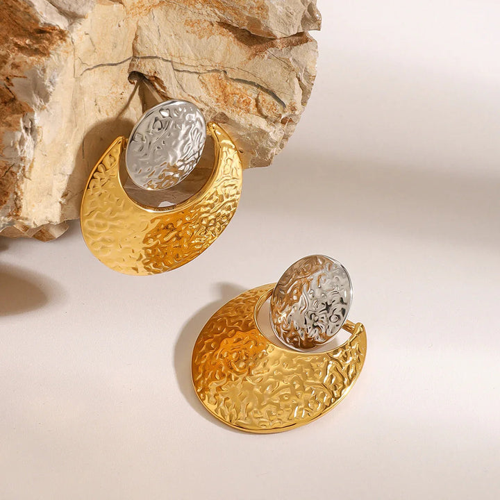 Gold-Plated Silver-Tone Crescent Drop Earrings