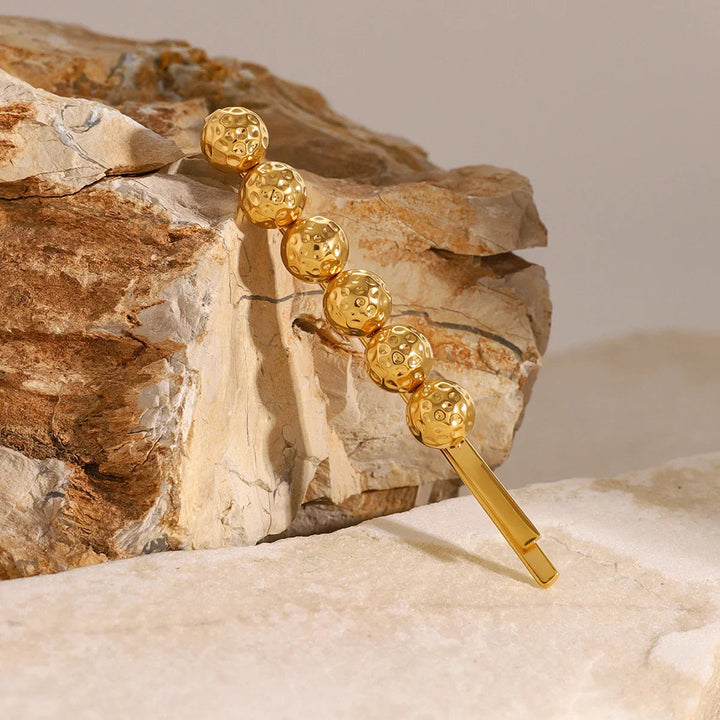 Gold-Plated Coral Beads Hair Clip