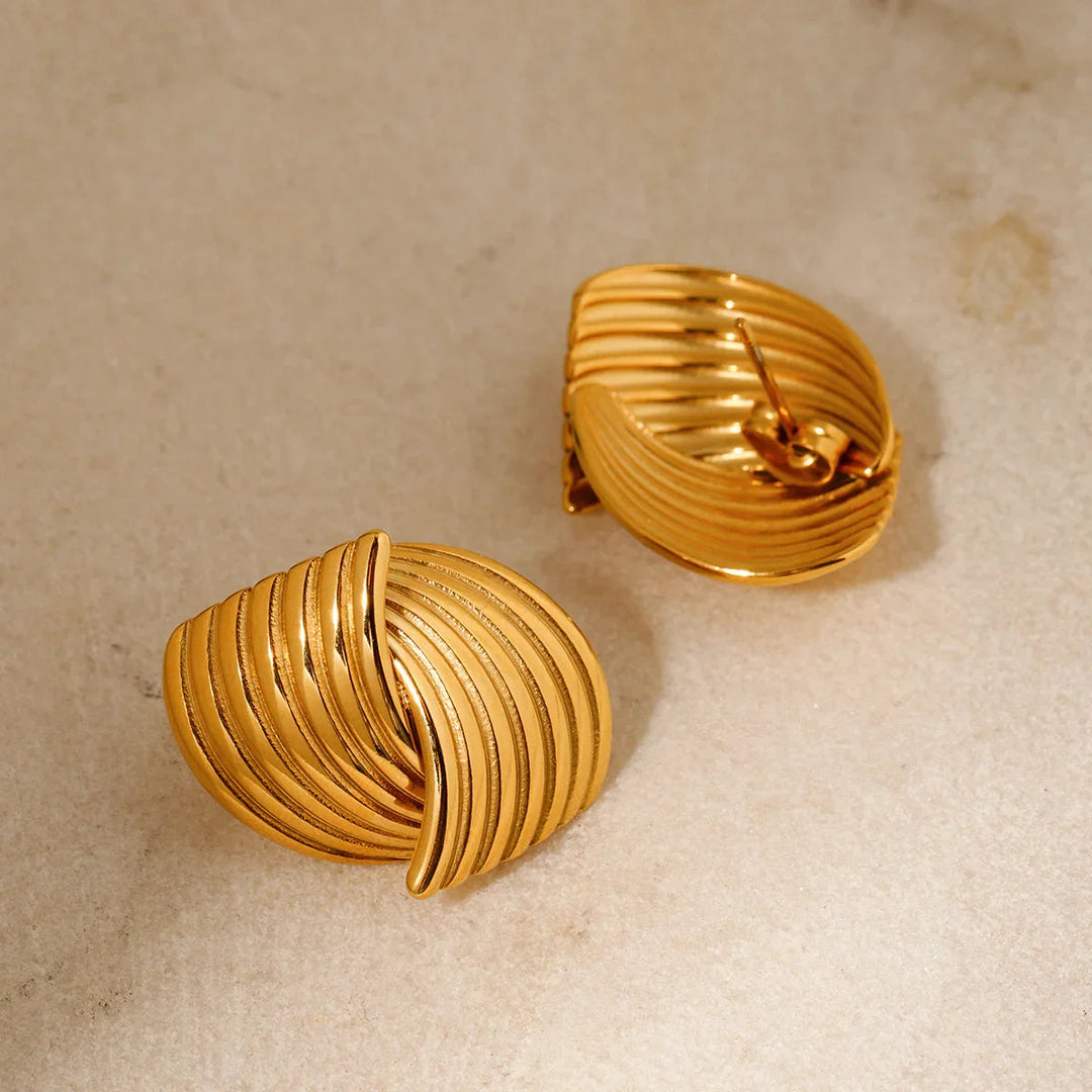 Gold-Plated Textured Intertwined Wing Earrings