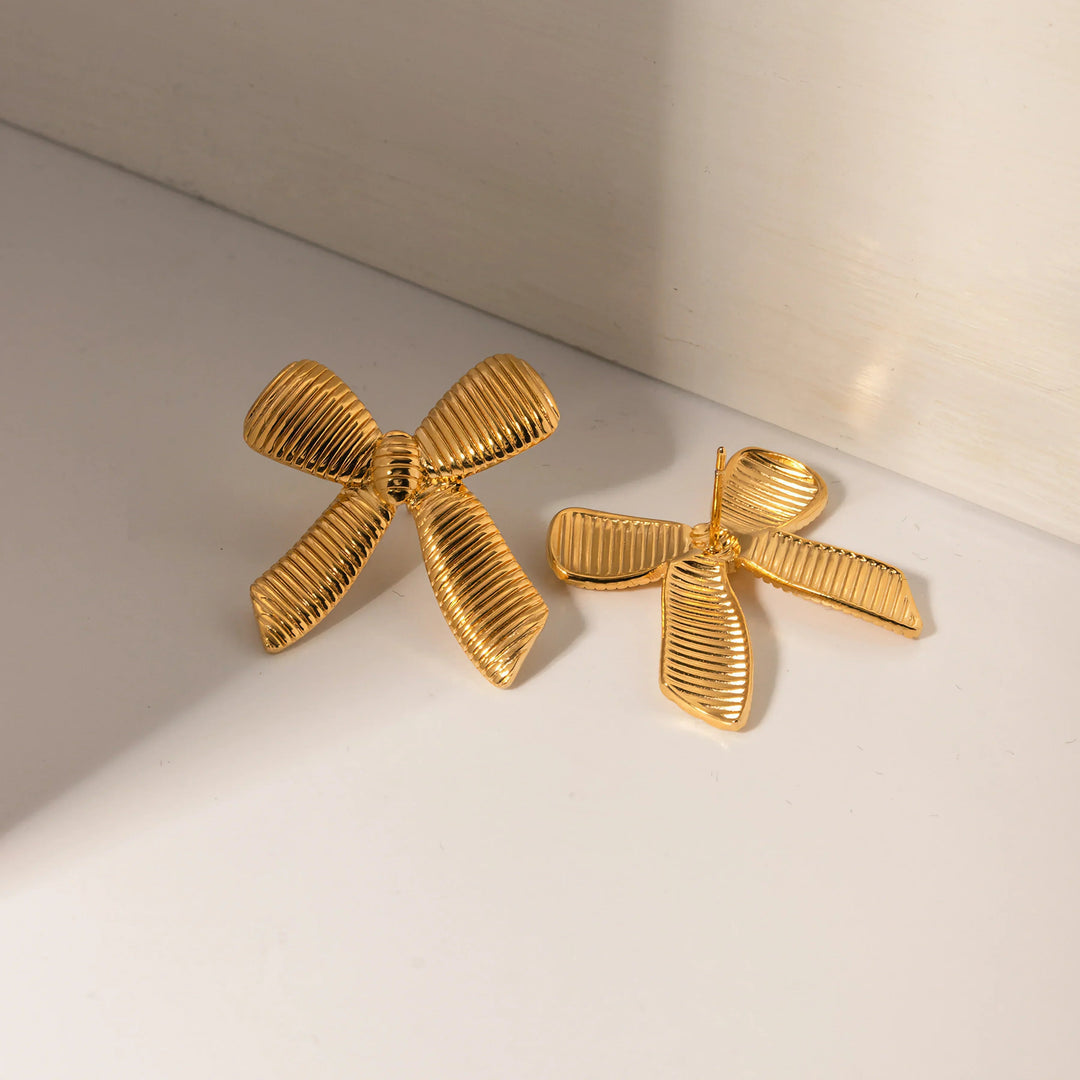 Gold-Plated Ribbon Earrings
