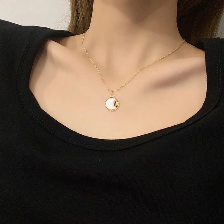 Gold-Plated Freshwater Pearl Necklace with Geometric Pendant