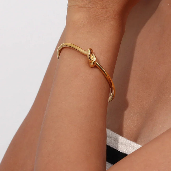 Gold-Plated Knot Cuff Bracelet for Women
