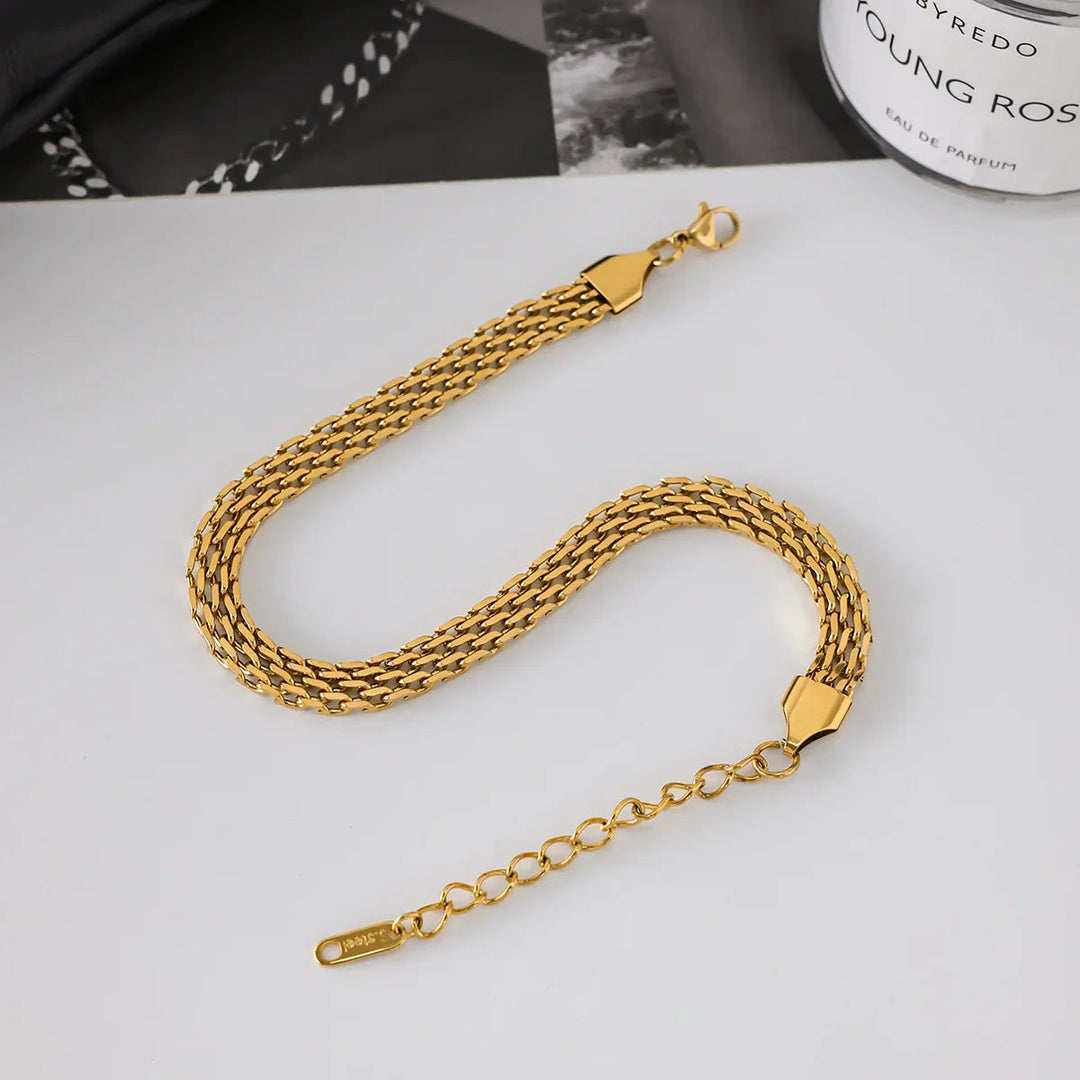 Gold Plated Mesh Chain Anklet for Women
