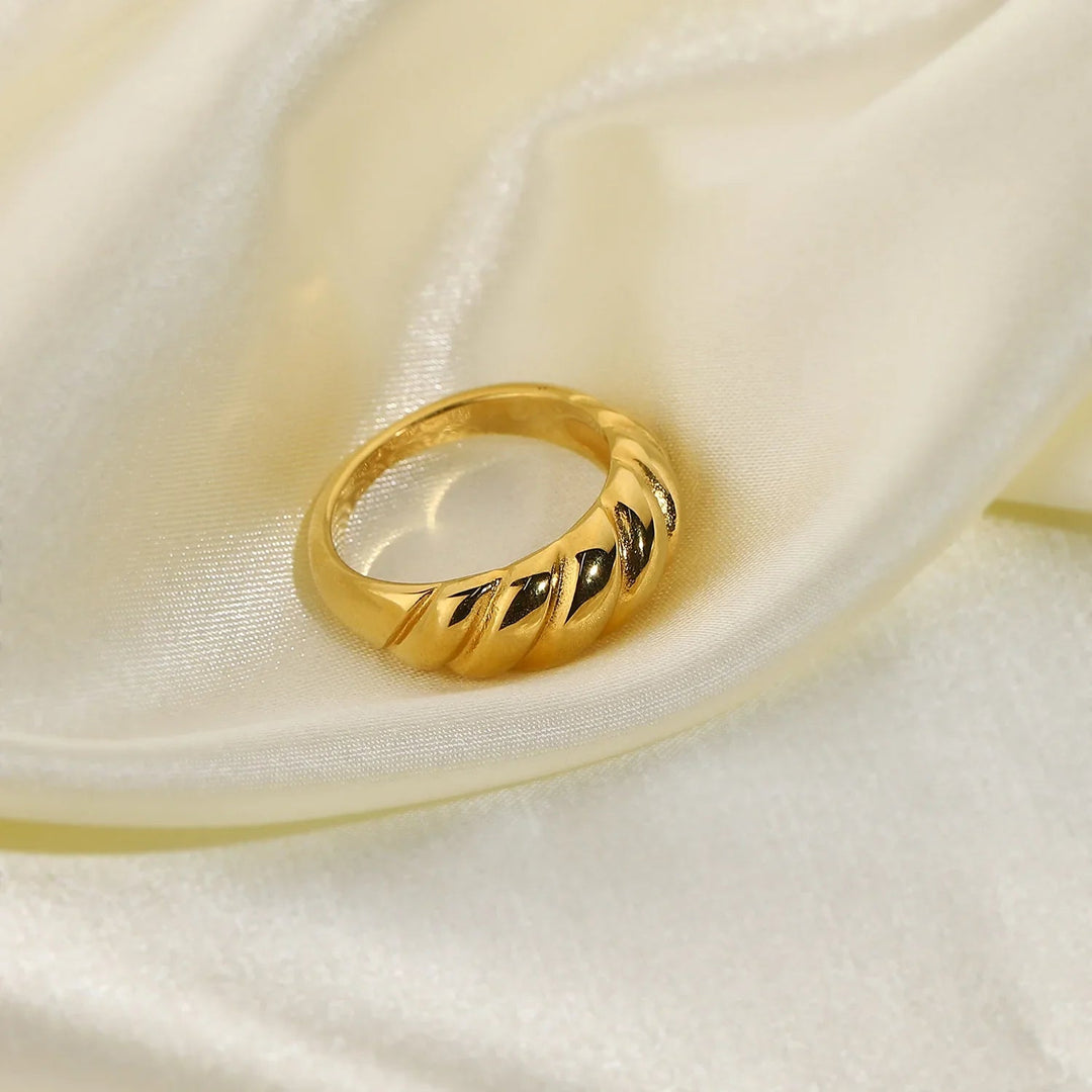 Chunky Gold-Plated Croissant Statement Ring for Women