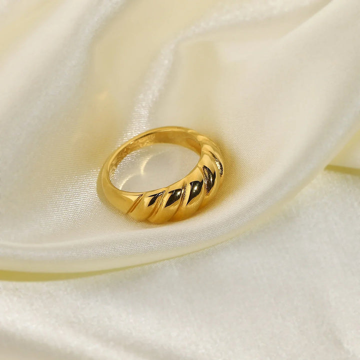 Chunky Gold-Plated Croissant Statement Ring for Women