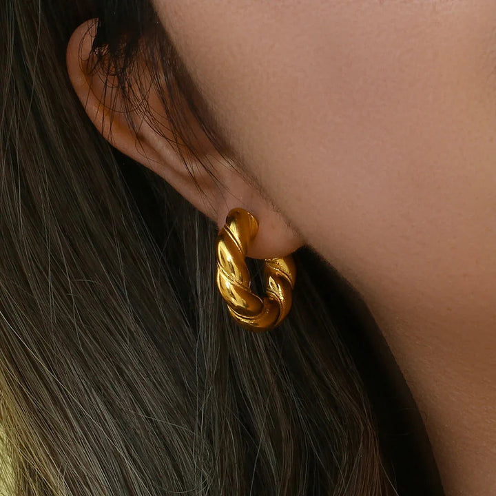 Gold-Plated Twisted Hoop Earrings for Women
