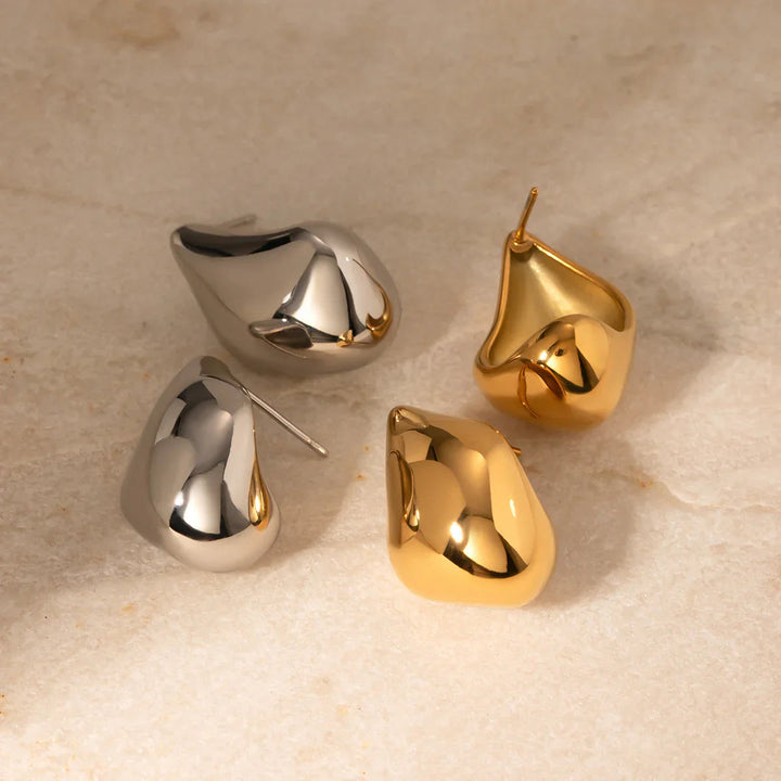 Gold-Plated Teardrop Huggie Earrings for Women