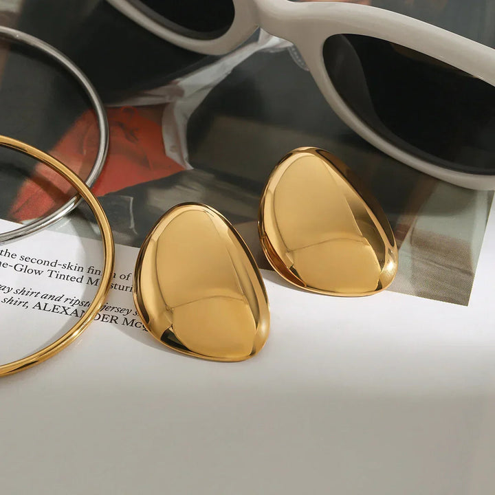 Gold-Plated Chunky Stud Earrings for Women