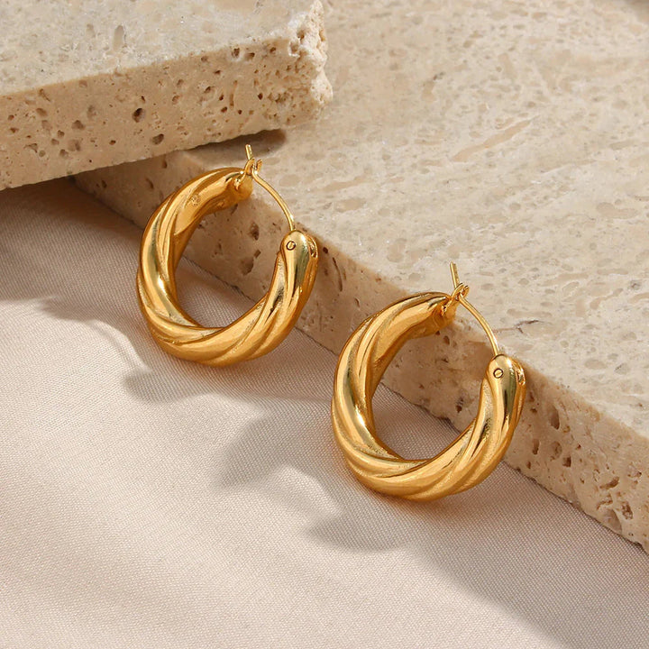 Gold-Plated Twisted Hoop Earrings for Women