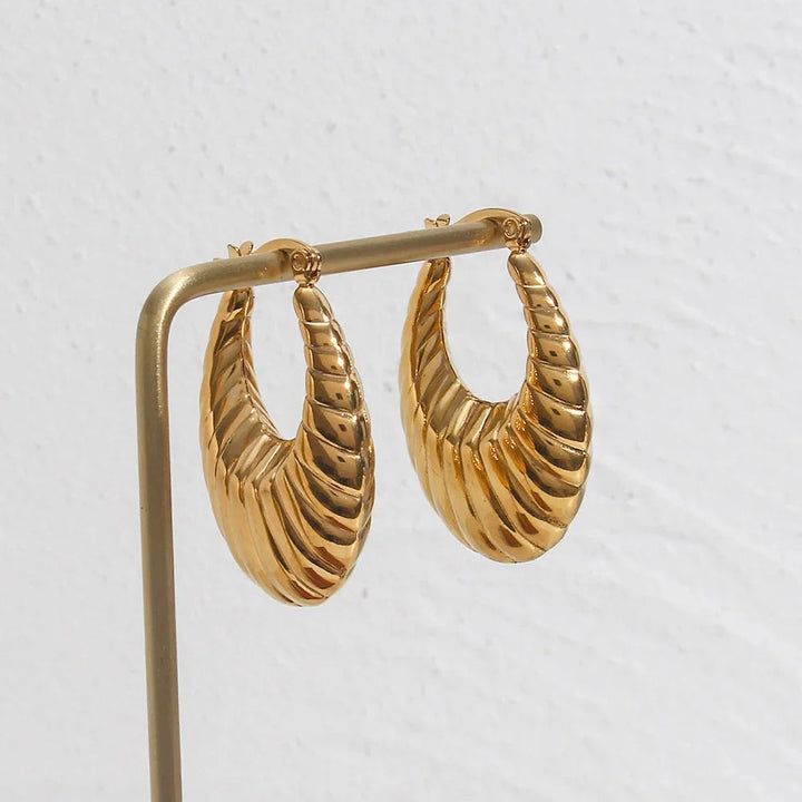 Gold-Plated Croissant Hoop Earrings For Women