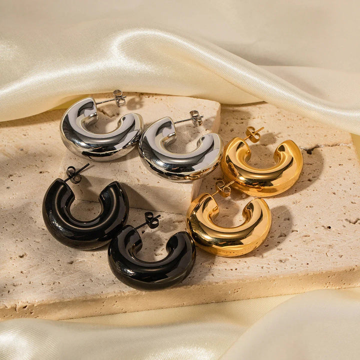 Gold-Plated Chunky Hoop Earrings